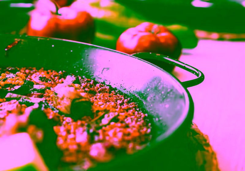 Paella tradicional en paellera de hierro con tomates frescos, típica de arrocerías de San Pedro del Pinatar